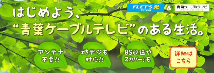 はじめよう、青葉ケーブルテレビのある生活。アンテナ不要!! 地デジも対応!! BS放送やスカパー！も!!