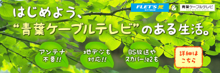 はじめよう、青葉ケーブルテレビのある生活。アンテナ不要!! 地デジも対応!! BS放送やスカパー！も!!